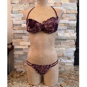 Gucci Polyamide Bikini Swim Bathing Suit Bandeau Top String Bottom Luxury Small
